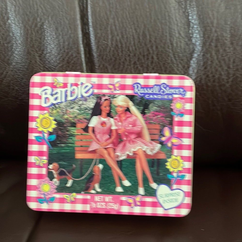 Russell Stover Barbie candy tin.
